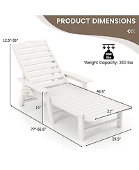 2PCS Patio Lounge Chair Chaise Adjustable Weatherproof Hdpe Cup Holder