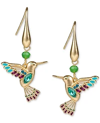 Patricia Nash Gold-Tone Stone & Bead Hummingbird Drop Earrings