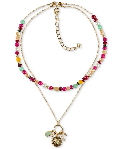 Patricia Nash Gold-Tone Beaded Convertible Pendant Necklace, 19" + 3" extender