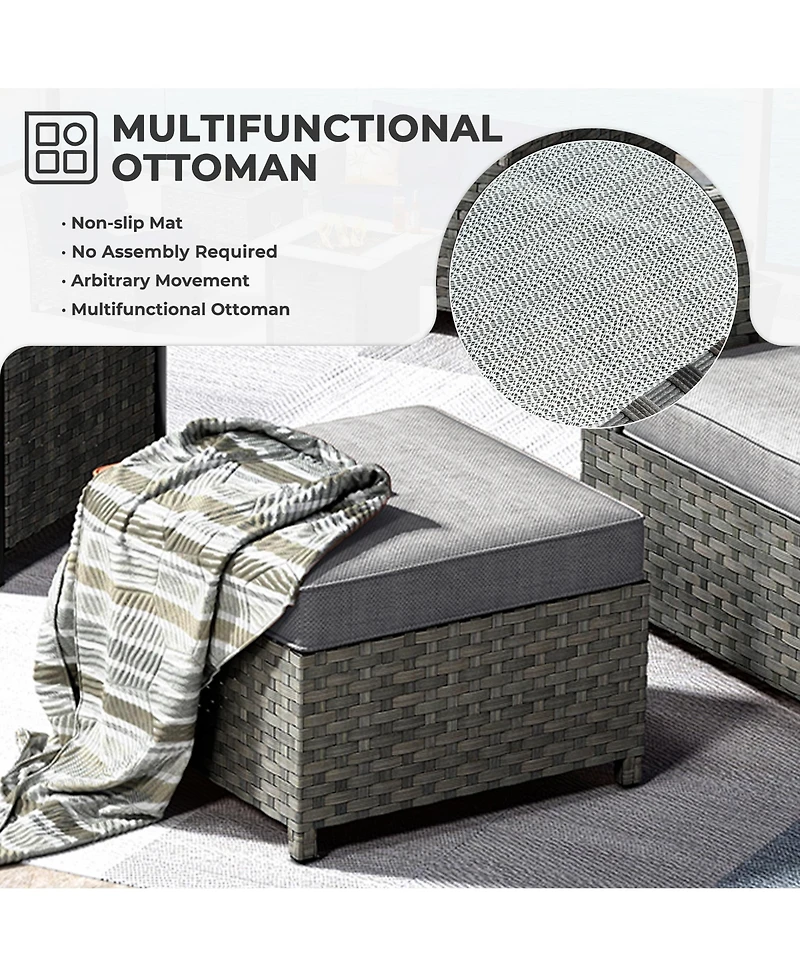 Xizzi 12 Pieces Outdoor Furniture Patio Sectional Sofa,No Assembly Required Pe Wicker Conversation Sets with Armchairs,Ottomans and Coffee Table