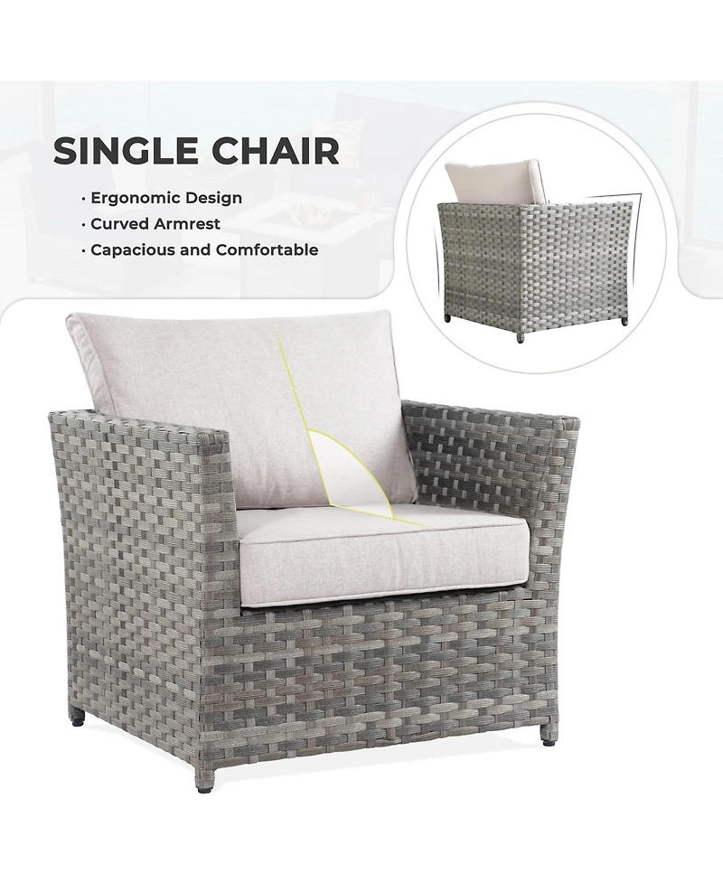 Xizzi 12 Pieces Outdoor Furniture Patio Sectional Sofa,No Assembly Required Pe Wicker Conversation Sets with Armchairs,Ottomans and Coffee Table