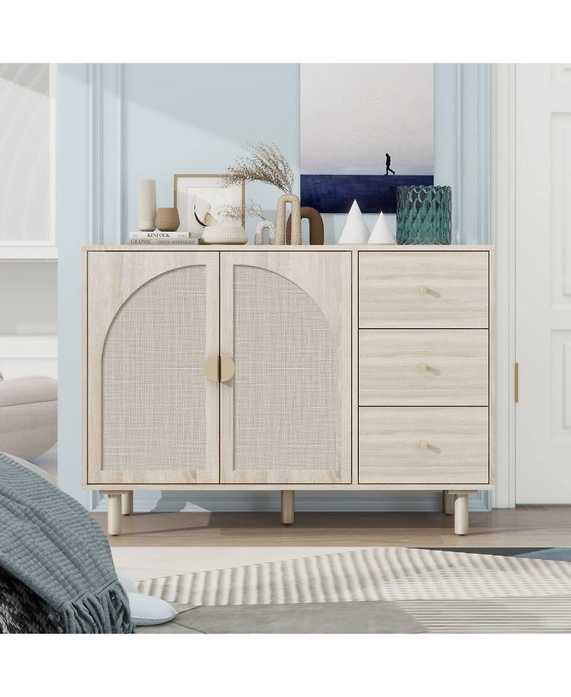 Mondawe 2 Door 3 Drawer Cabinet, Suitable for Bedroom, Living Room, Study