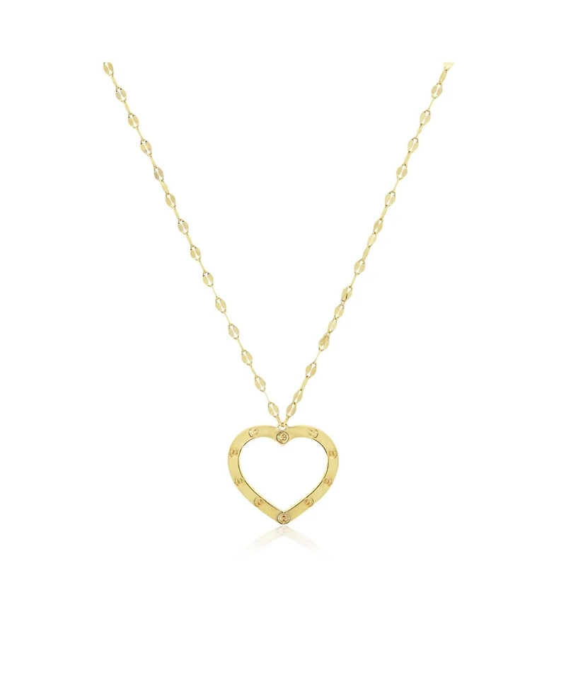 The Lovery Shimmer Open Heart Necklace 14K Gold