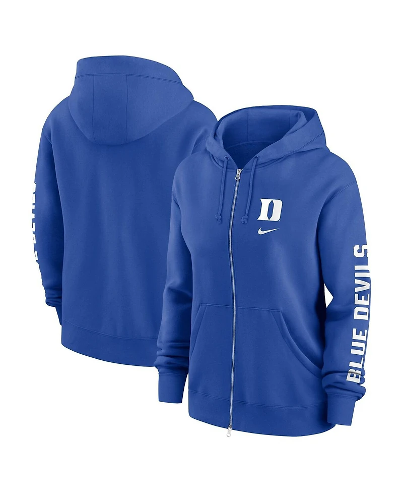 Nike Women's Royal Duke Blue Devils Oversize Lockup Phoenix Full-Zip Hoodie Jacket