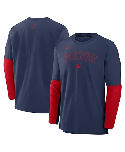 Nike Men's Navy/Red Boston Red Sox Authentic Collection Lightweight Player Tri-Blend Performance Pullover Sweatshirt