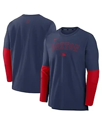 Nike Men's Navy/Red Boston Red Sox Authentic Collection Lightweight Player Tri-Blend Performance Pullover Sweatshirt