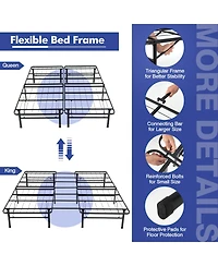 King Size Folding Steel Platform Bed Frame for Kids and Adults-King Size