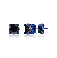 Stainless Steel, 7mm Round Black Cz Studs