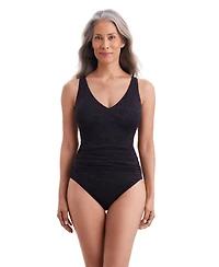 ShapeSolver by Mimi Flamingo Women's Pressed Flowers Twist Back One Piece Swimsuit