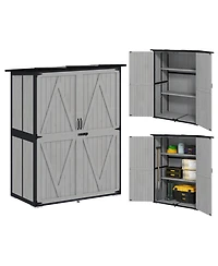 Outsunny Outdoor Storage Cabinet, Wood Garden Shed with 2 Shelves,