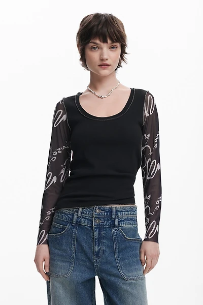 Desigual Women's Lettering sleeve T-shirt