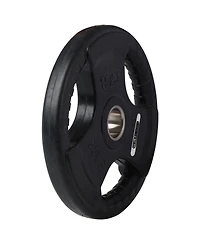 HolaHatha 35 Pound Olympic Rubber Coated Weight Plate w/Tri Grip Handle, Black