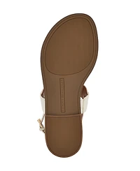 Tommy Hilfiger Women's Gabry Signature Stripe T-Strap Flat Sandals
