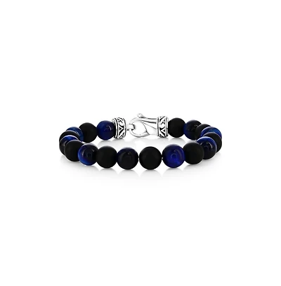 Stainless Steel, 10mm Alternating Genuine Bead Bracelet