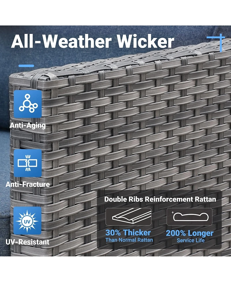 Xizzi 9 Piece Outdoor Patio Furniture with 3 Seat Sofa,All Weather Wicker Coversation Set Swivel Rocking Chair,Balcony Sofa Solar Nestin