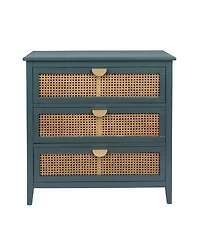 Mondawe 3 Drawer Cabinet,Natural rattan,American Furniture,Suitable for bedroom, living room
