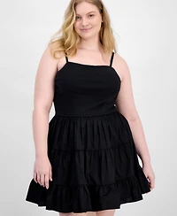Madden Girl Trendy Plus Sleeveless Tiered Bubble Minidress