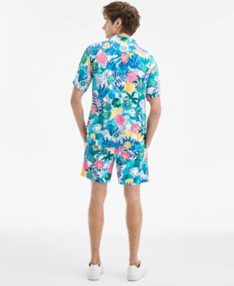 Original Penguin Mens Floral Shirt Shorts Graphic T Shirt