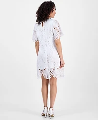Sandra Darren Petite Eyelet-Embroidered Sheath Dress