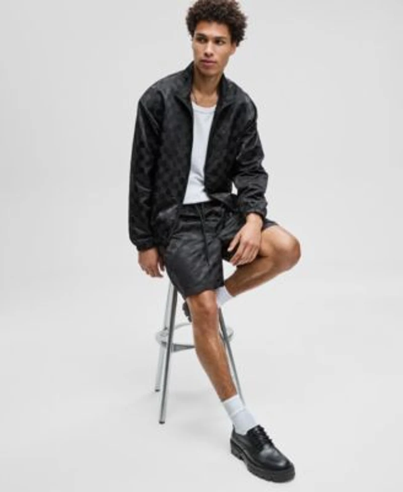 Mode Of One Mens Check Jacquard Relaxed Fit Track Jacket Check Jacquard Regular Fit 6 1 2 Track Shorts Macys Exclusive