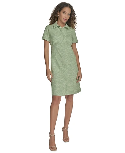 Calvin Klein Women's Tweed Collared Shirtdress