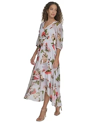 Calvin Klein Women's Floral Chiffon 3/4-Sleeve High-Low Dress