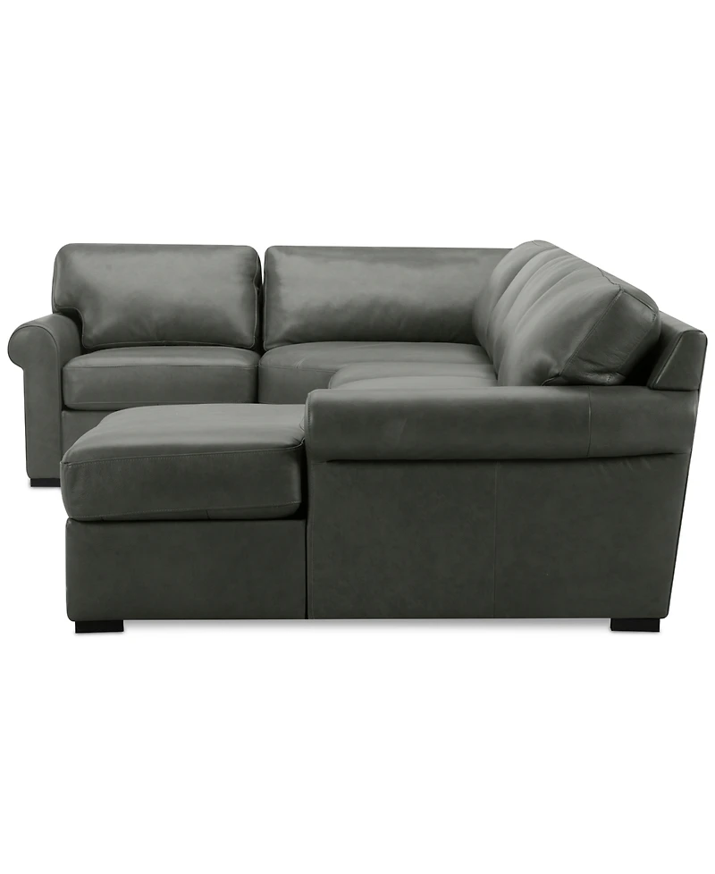 Radley Roll Arm 152" 4-Pc. Leather Wedge Corner Chaise Sectional, Exclusively at Macy's