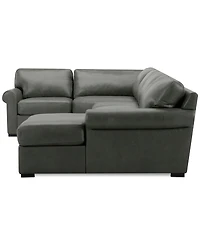 Radley Roll Arm 152" 4-Pc. Leather Wedge Corner Chaise Sectional, Exclusively at Macy's