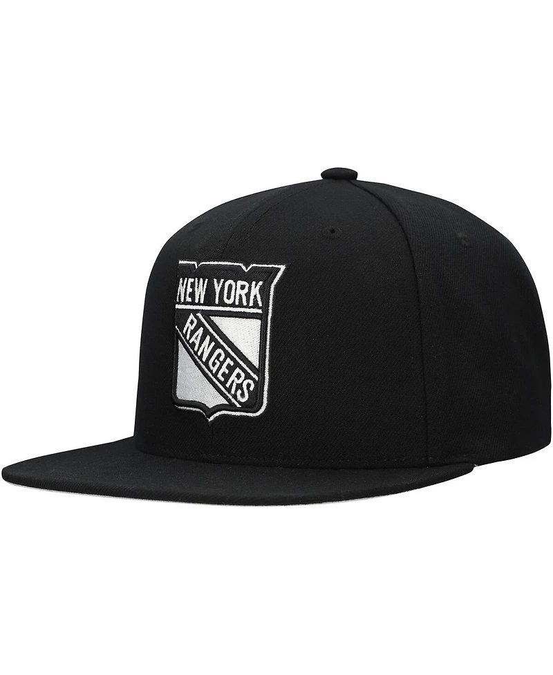 Mitchell & Ness Men's Black New York Rangers Team Snapback Hat