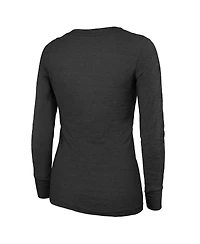 Majestic Women's Black Philadelphia Eagles Super Bowl Lix Champions Highlight Tri-Blend Scoop Neck Long Sleeve T-Shirt