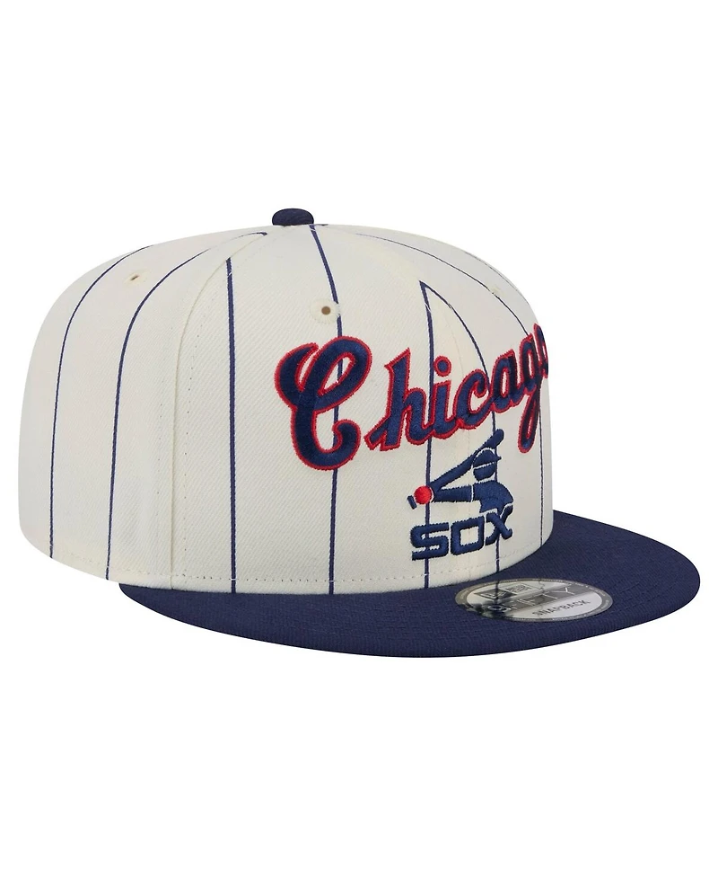 New Era Men's Cream Chicago White Sox Jersey Pinstripe 9FIFTY Snapback Hat