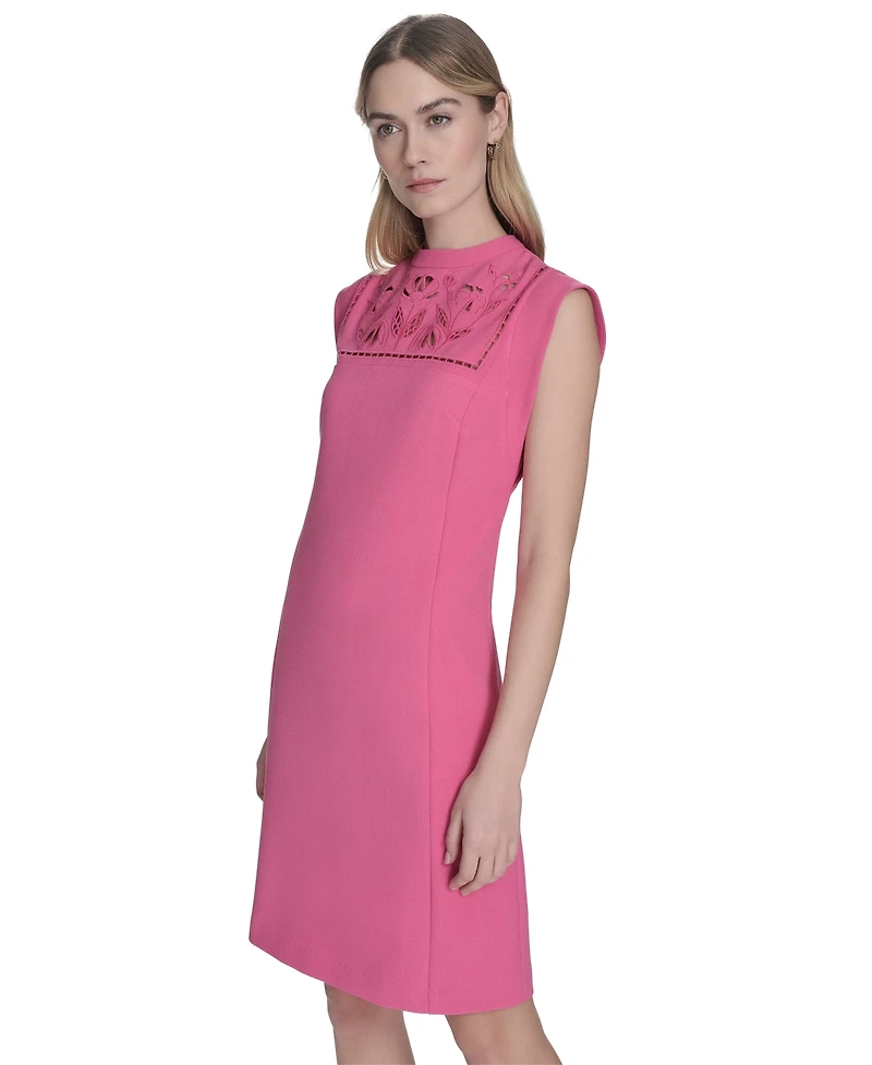 Vince Camuto Petite Laser-Cut Cap-Sleeve Shift Dress