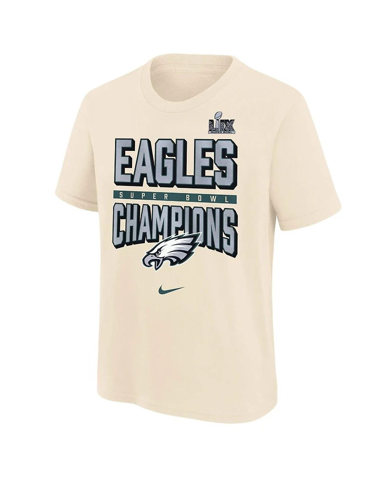 Nike Big Boys and Girls Cream Philadelphia Eagles Super Bowl Lix Champions T-Shirt