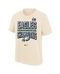 Nike Big Boys and Girls Cream Philadelphia Eagles Super Bowl Lix Champions T-Shirt