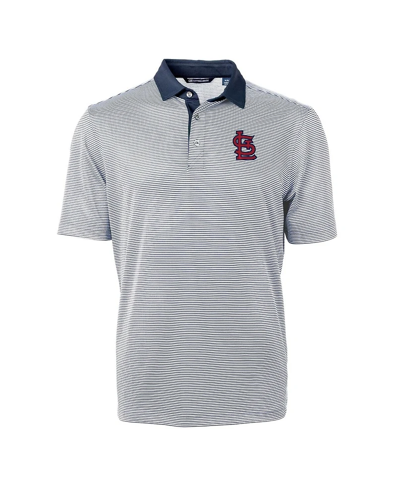 Cutter & Buck Men's Navy/White St. Louis Cardinals Virtue Eco Pique Micro Stripe Polo Shirt