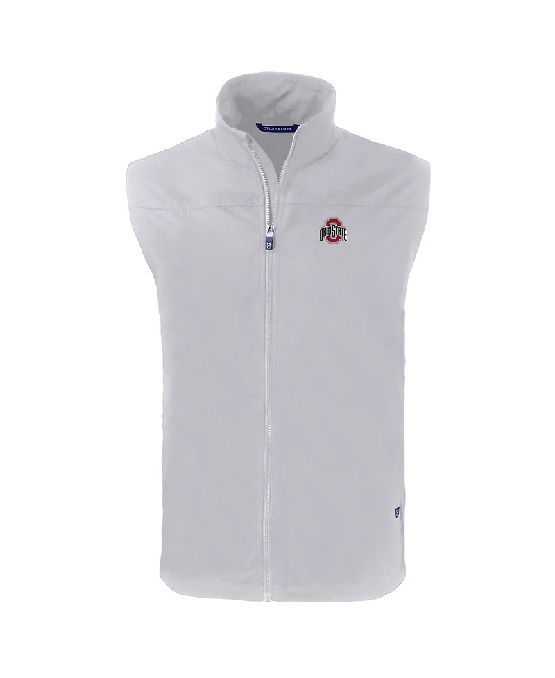 Cutter & Buck Men's Gray Ohio State Buckeyes Primary Logo Charter Eco Full-Zip Vest