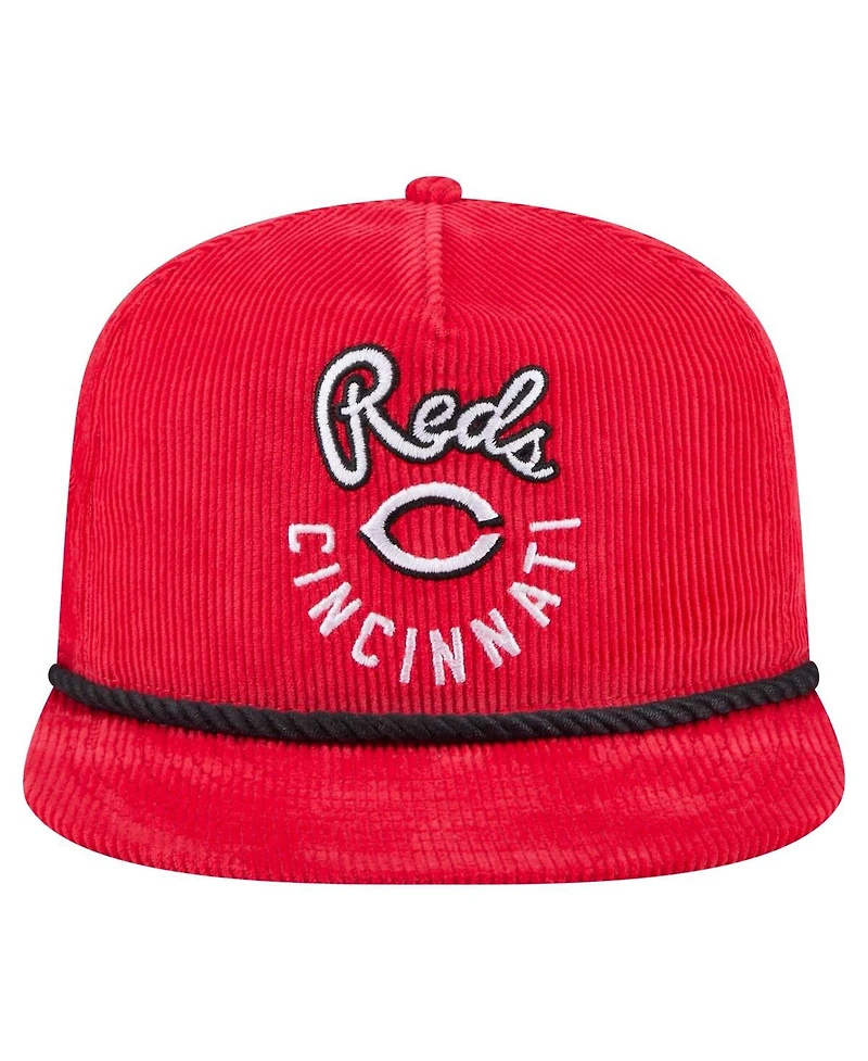 New Era Men's Red Cincinnati Reds Full Circle Corduroy Golfer Adjustable Hat