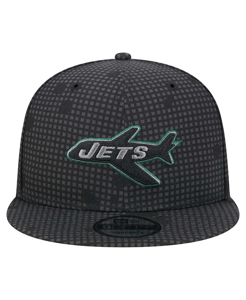 New Era Men's Black New York Jets Midnight Ink Pop Outline 9FIFTY Snapback Hat