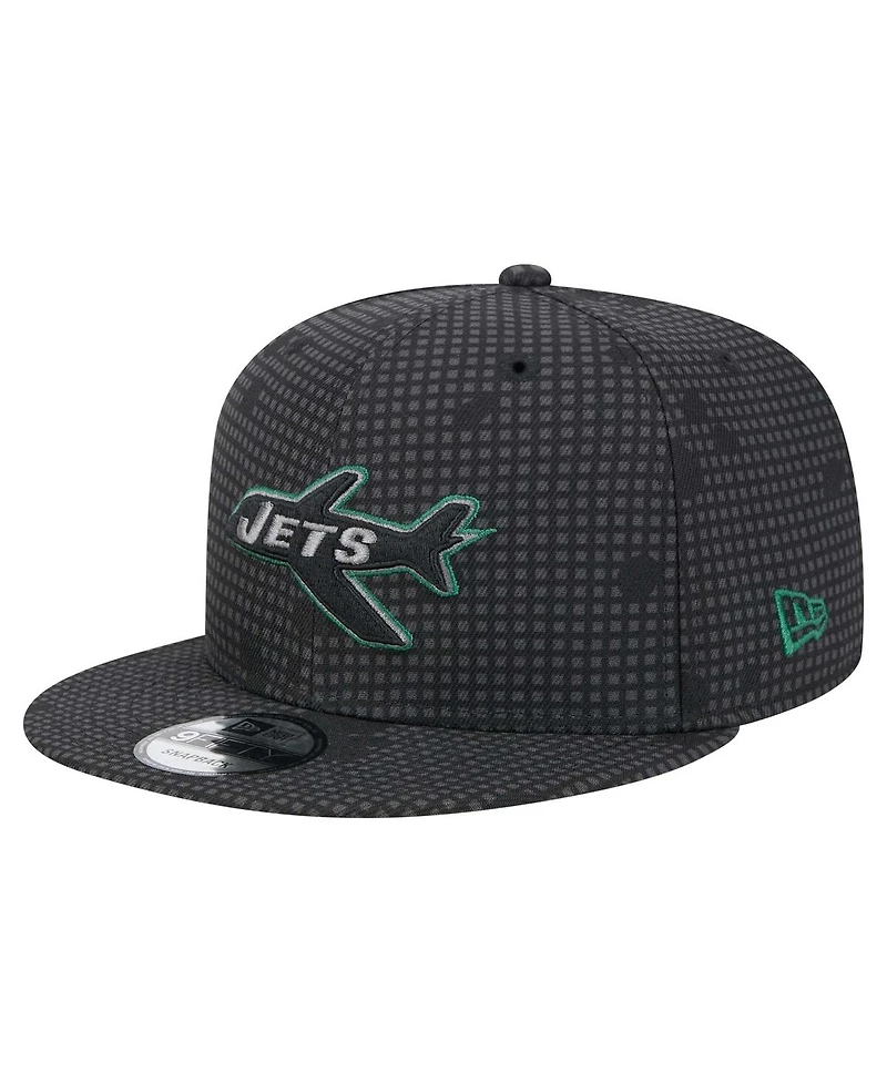 New Era Men's Black New York Jets Midnight Ink Pop Outline 9FIFTY Snapback Hat