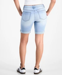 Celebrity Pink Juniors' Cuffed Hem Bermuda Denim Shorts