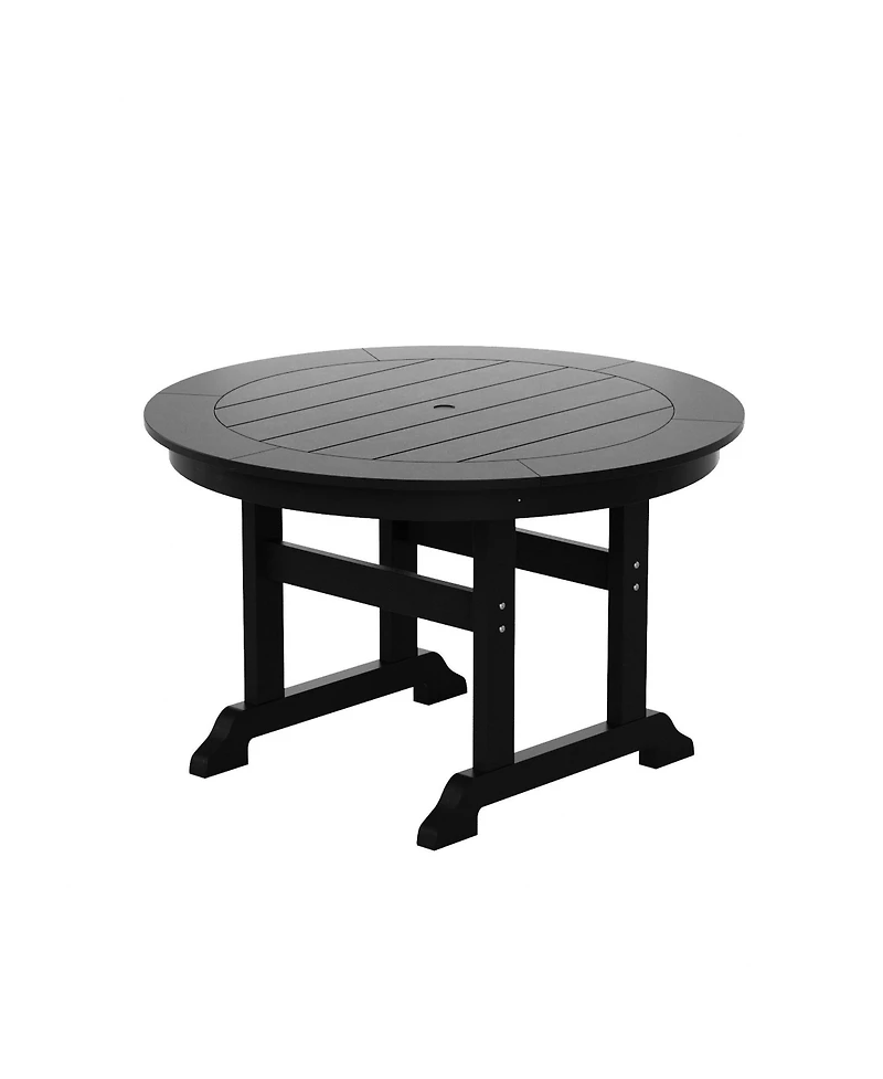 5-Piece Hdpe Round Patio Dining Table Set with Foldable Chairs