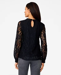 Cable & Gauge Women's Ruffle Crochet Trim Lace Top
