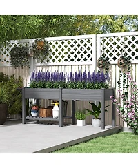 Outsunny Raised Garden Bed, Wood Raised Planter with Liners,