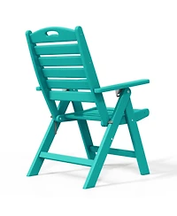 5-Piece Hdpe Square Patio Dining Table Set with Foldable Chairs