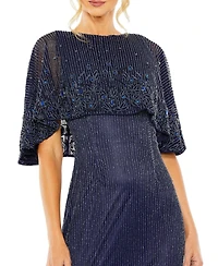 Mac Duggal Women's High Neck Column Gown With Embellished Cape