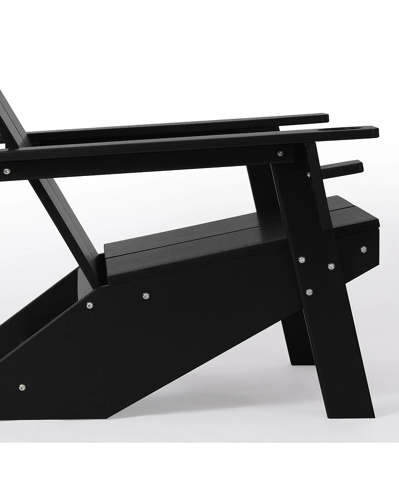 Outdoor Hdpe Modern Adirondack Chair with Cup Holder (Set of