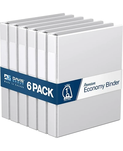 Premium Economy, Angle D Ring, Binder, 6 Pack (Orange, 1")