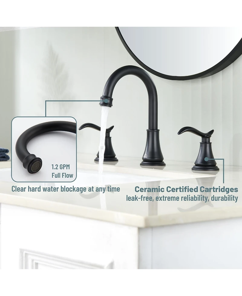 2 Handle Bathroom Faucet 3 Hole Sink with Pop-up Drain Vanity Faucets, Brushed Nickel