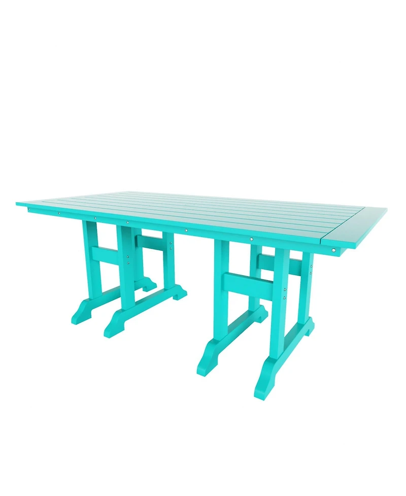 6-Piece Hdpe Rectangular Patio Dining Table Set with Foldable Chairs and Patio Bench