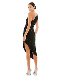 Mac Duggal Women's Rhinestone Encrusted One Shoulder Asymmetrical Hem Dress